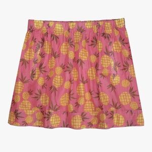 J.Crew Playful Pink Pineapple Print Skirt with Elastic Waistband Sz XS Pre-Loved